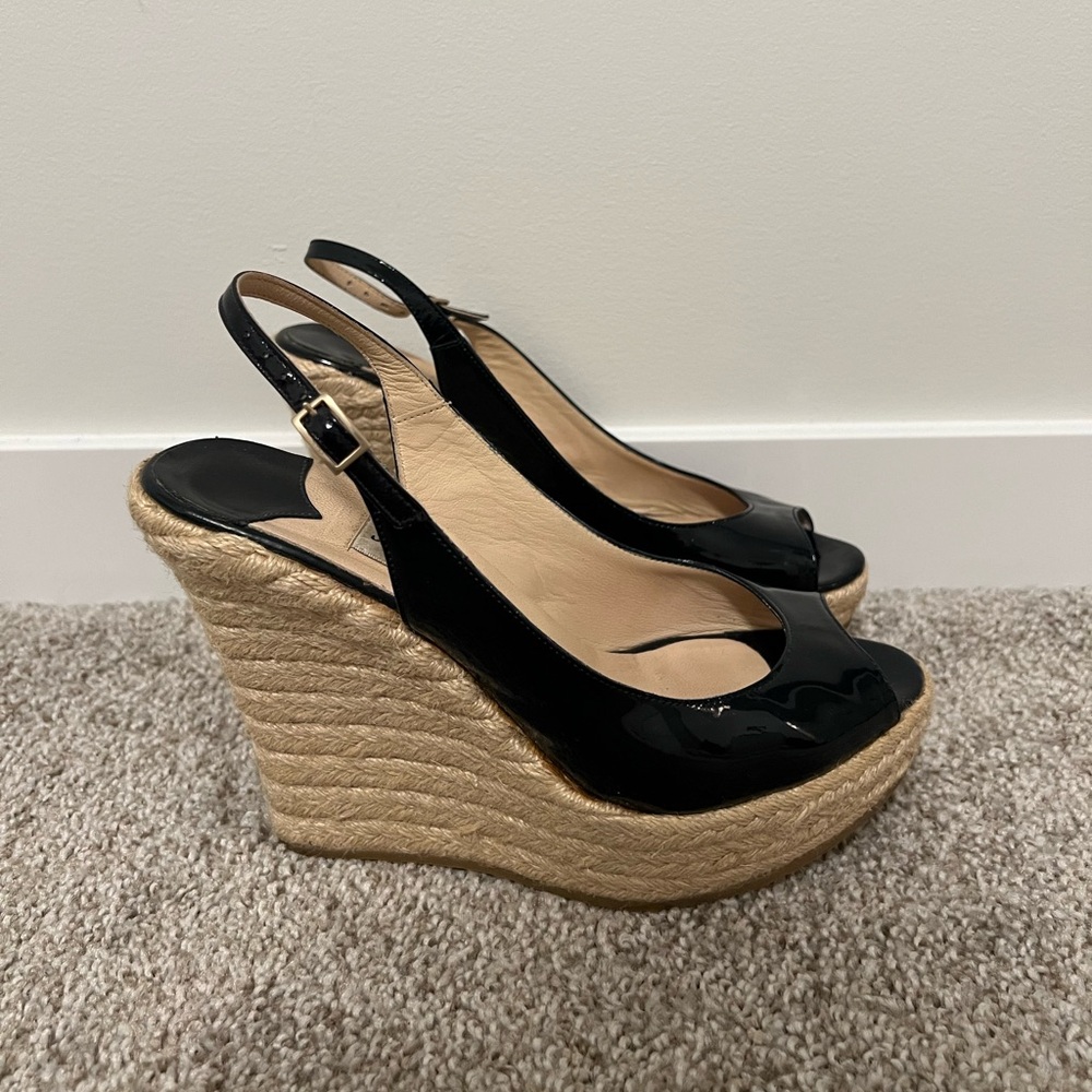 Jimmy Choo Navy Blue Platform Espadrilles Size 38